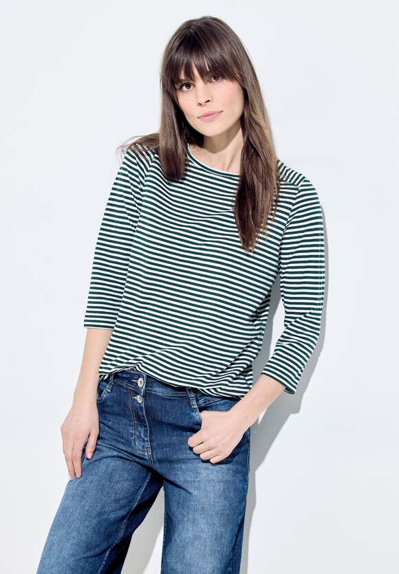 CECIL Basic Streifenshirt Damen - Cypress Green | CECIL Online-Shop