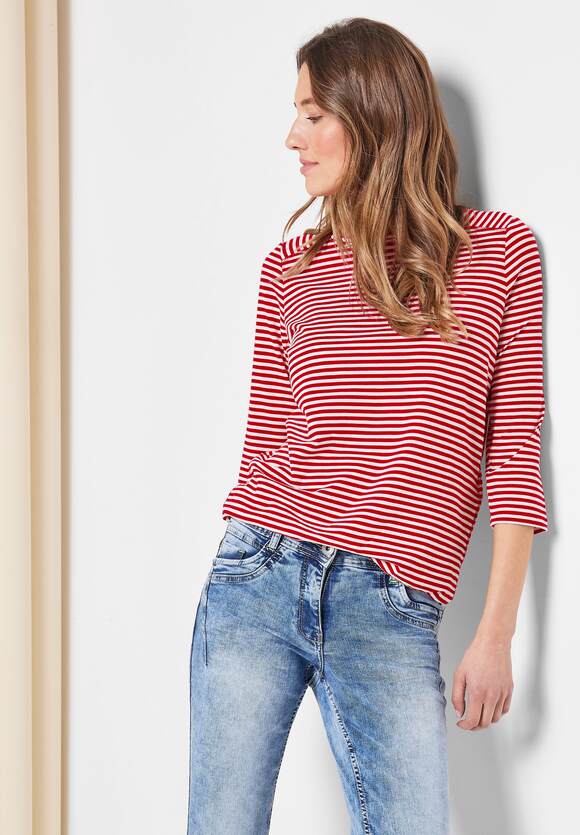 CECIL Basic Streifenshirt Damen - Fruity Red | CECIL Online-Shop