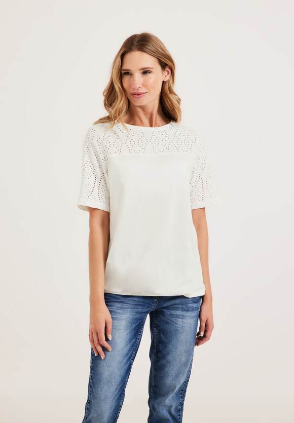 CECIL Jersey Materialmix Shirt Damen - Vanilla White | CECIL Online-Shop