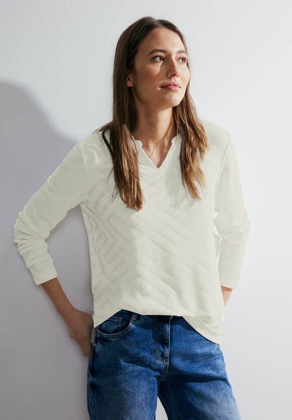 CECIL Langarmshirt mit Struktur Damen CECIL Online-Shop | - White Vanilla