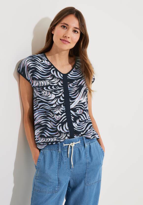 CECIL Materialmix Shirt Damen Online-Shop Deep Blue CECIL - 