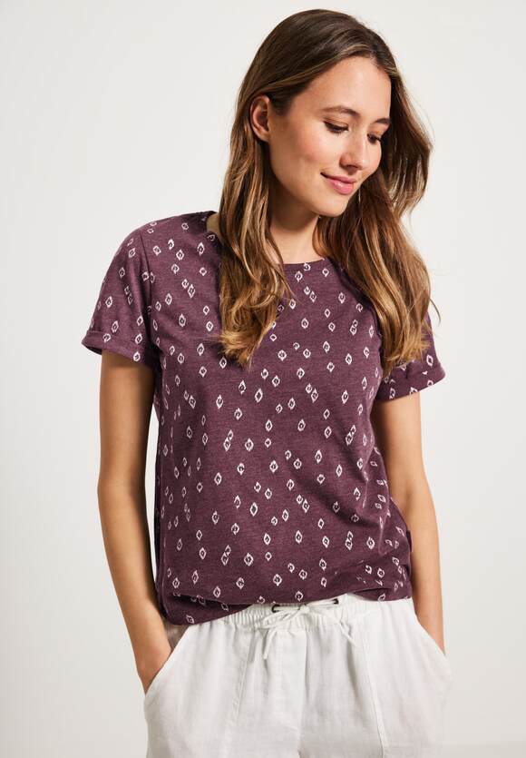 CECIL T-Shirt mit Folienprint Damen - Wineberry Red Melange | CECIL  Online-Shop