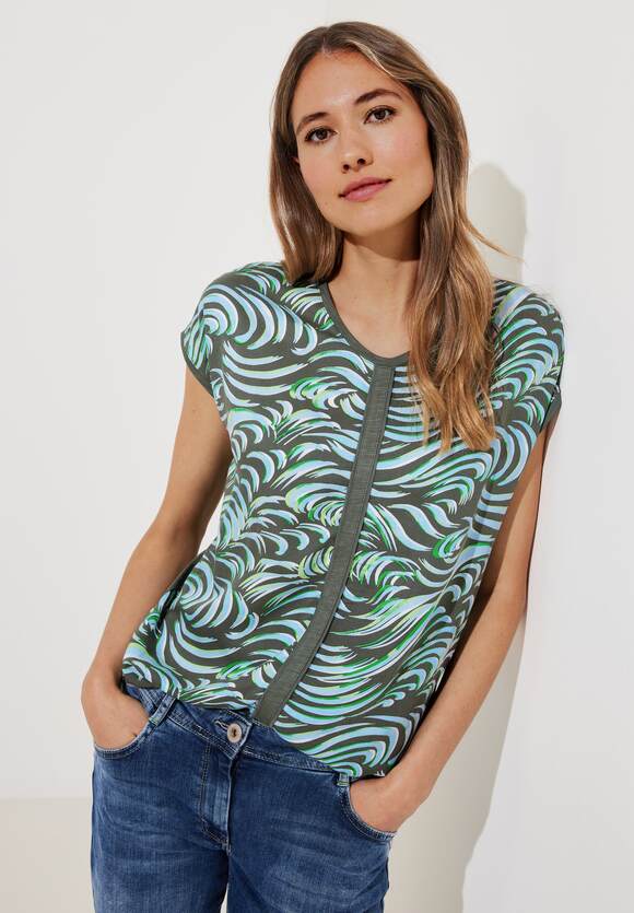 CECIL Materialmix Shirt Damen - Sporty Khaki | CECIL Online-Shop