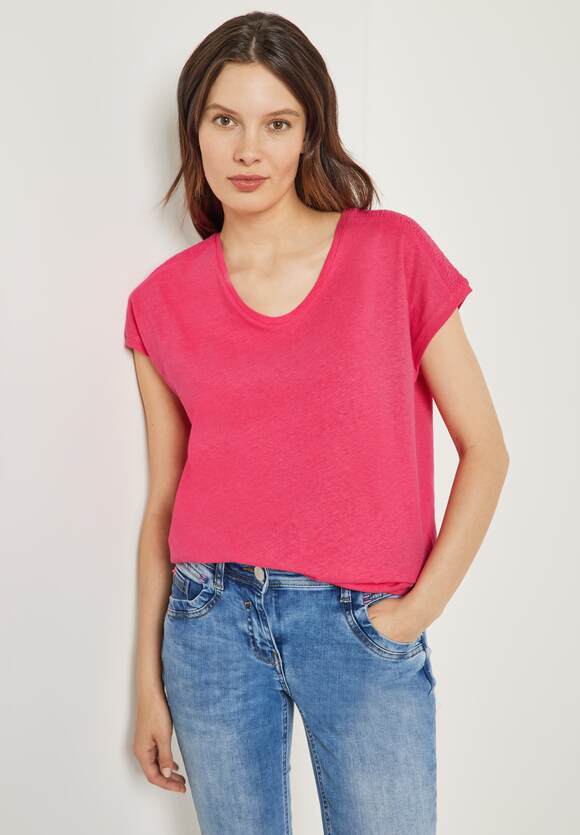 T-Shirt im - Leinenmix Online-Shop CECIL Strawberry Damen Red CECIL |