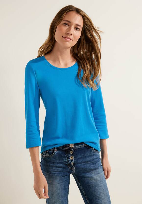CECIL Basic Rundhals Shirt - Online-Shop Damen Blue CECIL | mit Dynamic