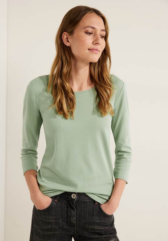CECIL Basic Shirt mit Rundhals Damen - Clear Sage Green | CECIL Online-Shop