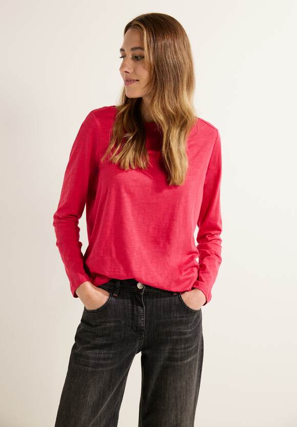 CECIL Basic Shirt in Online-Shop Damen Cosy Unifarbe Coral | CECIL 