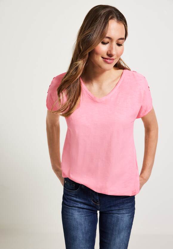 Damen Online-Shop T-Shirt in Neon Soft | CECIL Optik Pink - CECIL gewaschener