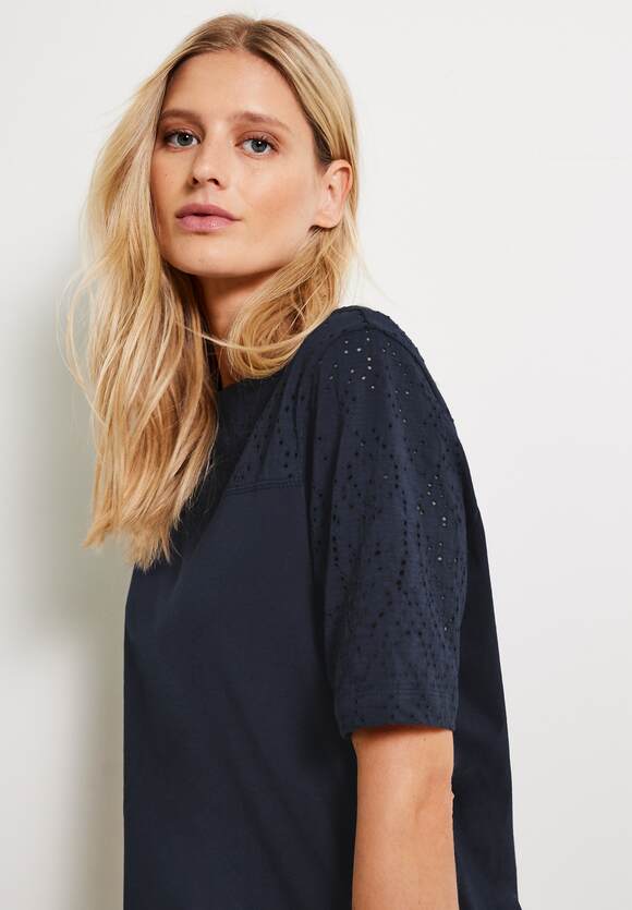 Shirt Online-Shop Blue CECIL Damen CECIL | Jersey - Materialmix Deep
