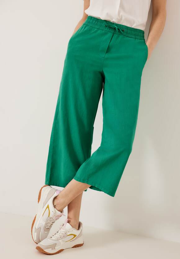 CECIL Leinenmix Loose Fit Hose Damen - Style Wideleg - Trefoil Green | CECIL  Online-Shop | Weite Hosen