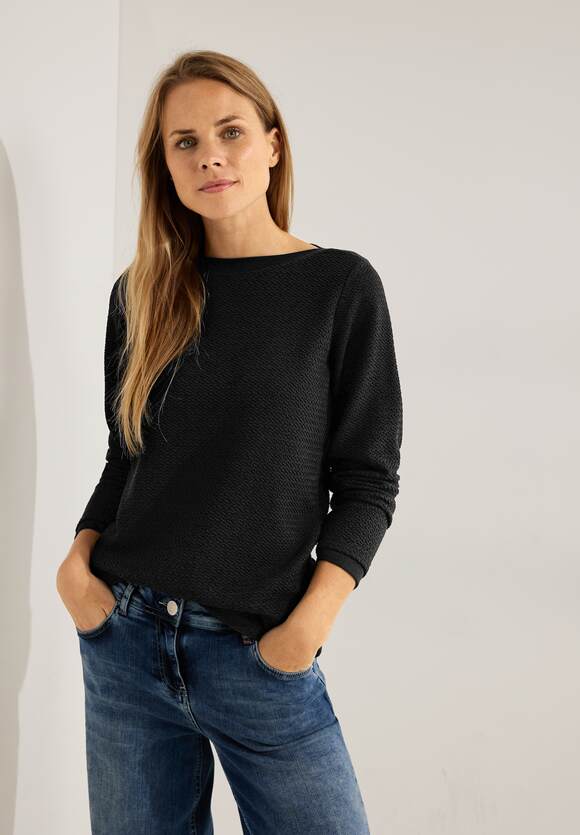CECIL Langarmshirt mit Struktur Damen - Black | CECIL Online-Shop | Shirts