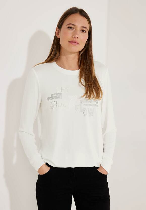 mit - Langarmshirt | White Vanilla Damen Frontprint CECIL Online-Shop CECIL