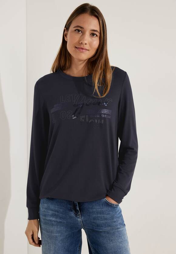 Damen Online-Shop Night Langarmshirt mit Blue Sky | CECIL Frontprint CECIL -