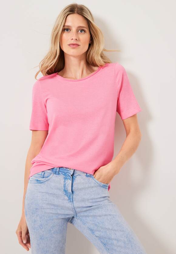 CECIL Basic Uni T-Shirt Damen Online-Shop - Pink Neon | CECIL Soft