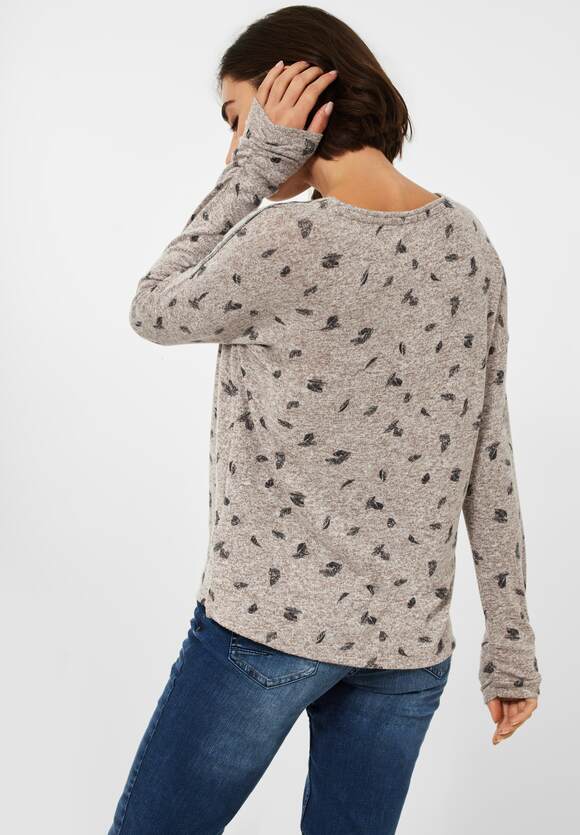 CECIL Langarmshirt mit Print Damen Style Melange Taupe - Elle | Online-Shop - CECIL