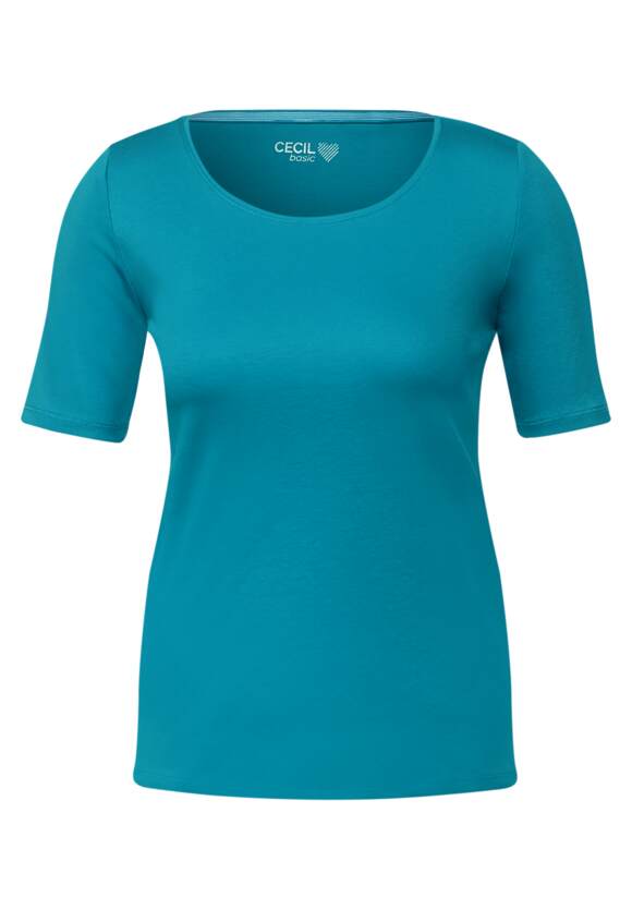 CECIL T-Shirt in Unifarbe Damen - Style Lena - Cool Lagoon Blue | CECIL  Online-Shop