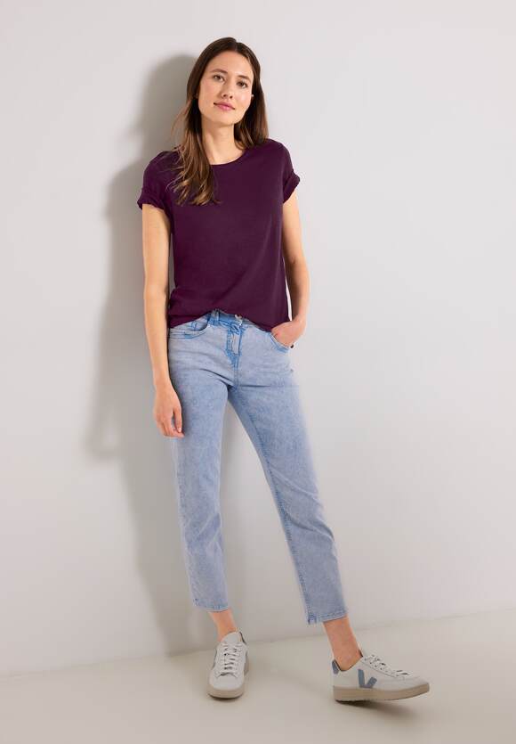 CECIL T-Shirt in Unifarbe Damen - Style Anisa - Deep Berry | CECIL  Online-Shop