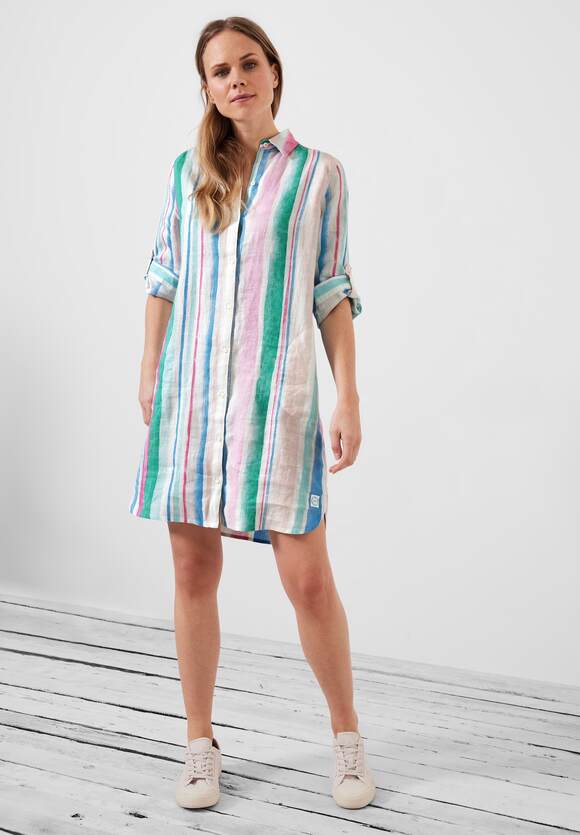 anker Saai . CECIL Multicolor linnen jurk Dames - White | CECIL Online-Shop