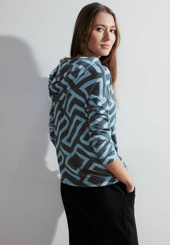 CECIL Hoodie Langarmshirt Damen - Strong Petrol Blue Melange | CECIL  Online-Shop