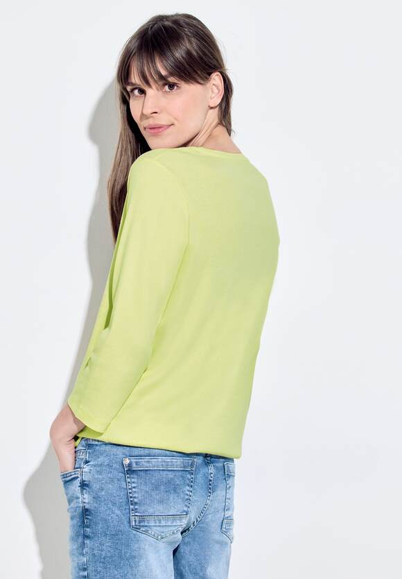 Online-Shop Damen | CECIL CECIL mit 3/4 Rippshirt - Yellow Ärmel Limelight