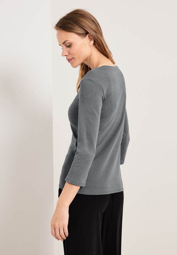 Shirt mit Basic CECIL Online-Shop Grey CECIL - Rundhals | Light Damen Graphite