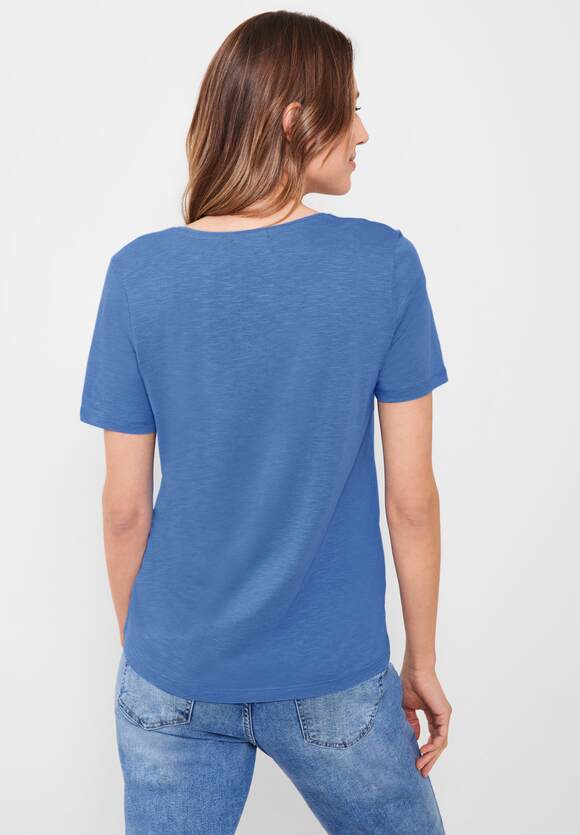 Damen CECIL - in - Blue Style Online-Shop T-Shirt Anisa | CECIL Unifarbe Campanula