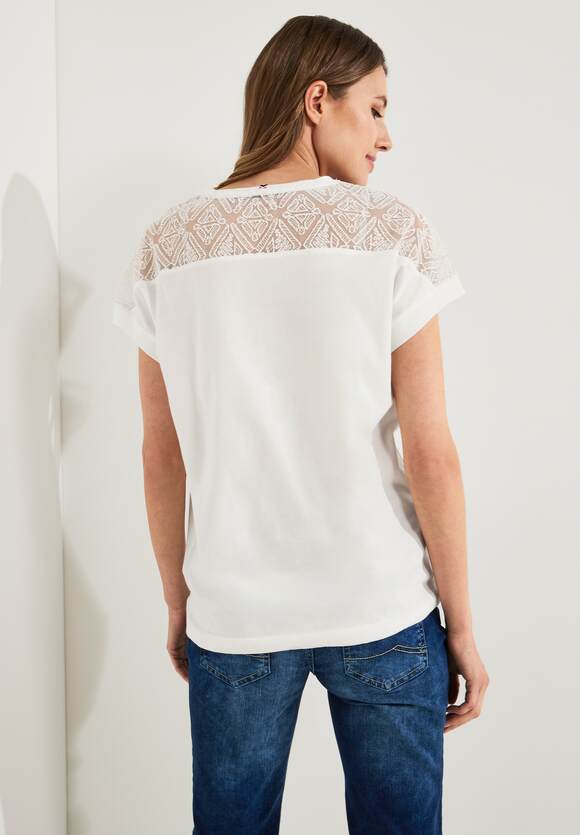 CECIL Spitzendetail Shirt CECIL Vanilla Damen Online-Shop | White 