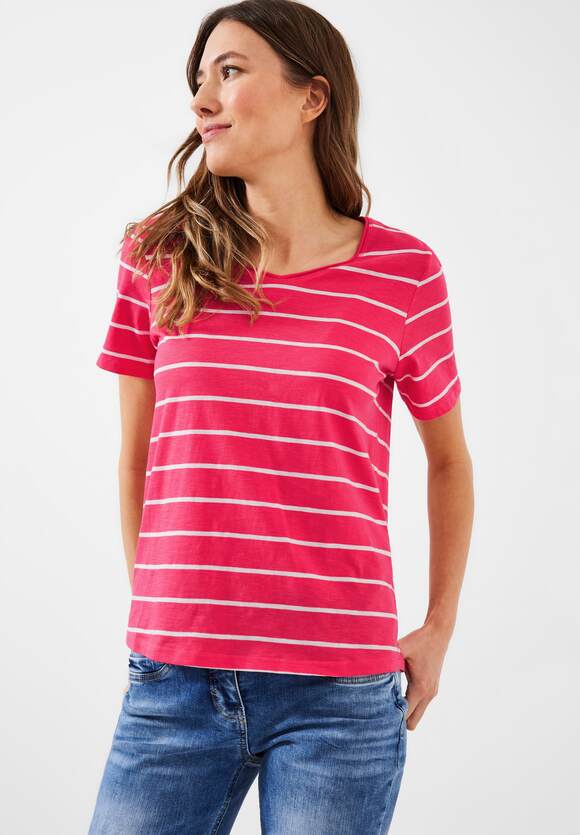 CECIL CECIL mit Strawberry Red Damen | Online-Shop T-Shirt - Streifenmuster