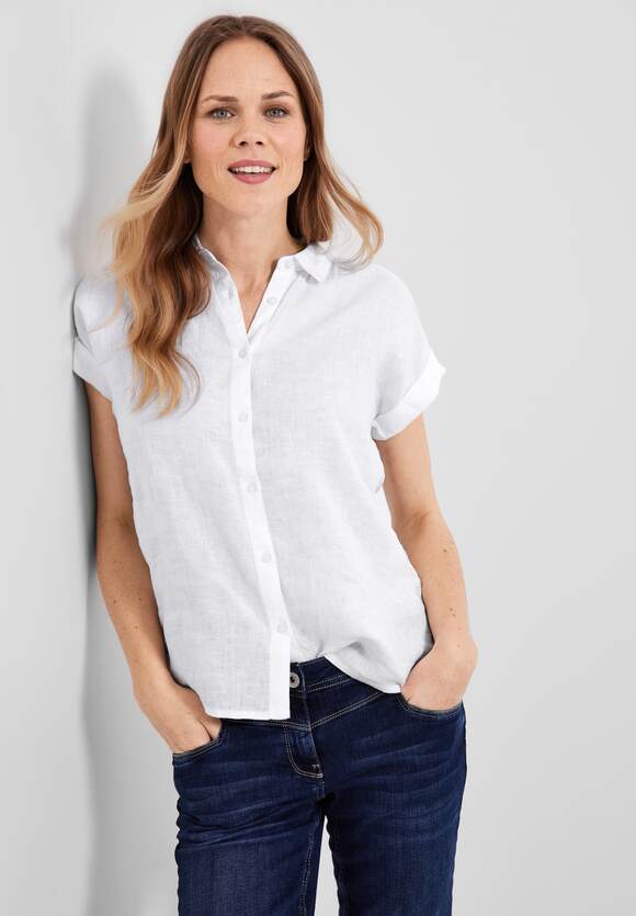 Afwezigheid Gezag Afstudeeralbum CECIL Linnen blouse met knooppas Dames - White | CECIL Online-Shop
