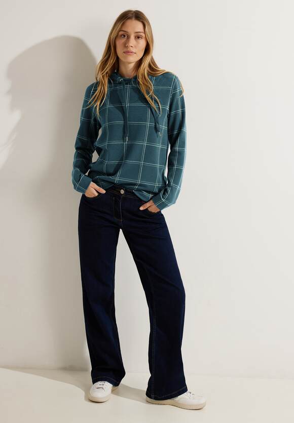 CECIL Jacquard Hoodie Melange Online-Shop - Deep Green Sweatshirt CECIL Lake | Damen