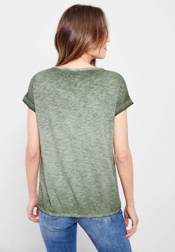CECIL T-Shirt mit Knopfdessin | CECIL Desert Green Online-Shop Olive - Damen