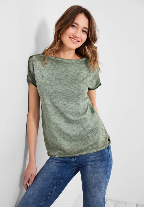 CECIL T-Shirt mit Knopfdessin Damen - Desert Olive Green | CECIL Online-Shop | Rundhalsshirts