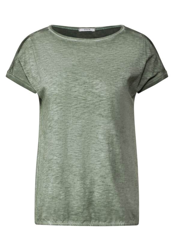 CECIL T-Shirt Desert - Green Online-Shop Knopfdessin Damen Olive | mit CECIL