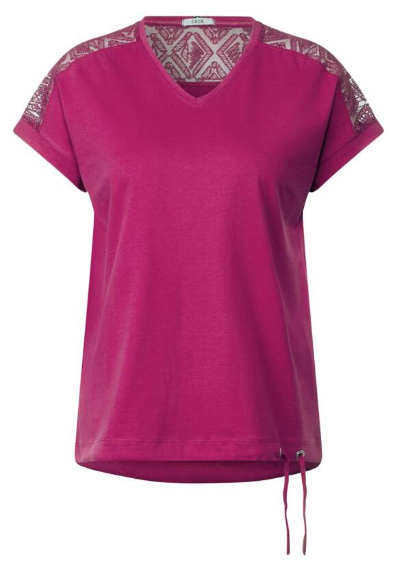 Spitzendetail - | Shirt Pink CECIL Online-Shop Cool Damen CECIL