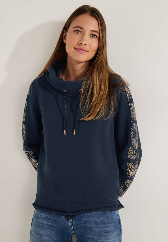 CECIL Sweatshirt mit Volumenkragen Sky | Damen - Night Online-Shop Blue Melange CECIL