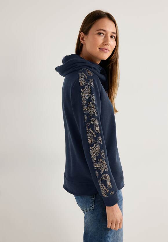 Sky | Sweatshirt Volumenkragen CECIL - Damen Melange Night Blue Online-Shop mit CECIL