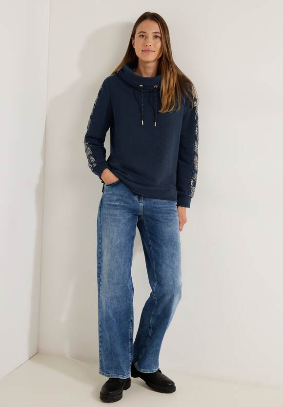 CECIL Sweatshirt met zeer | ruime Night Sky Melange Dames kraag Online-Shop - CECIL Blue