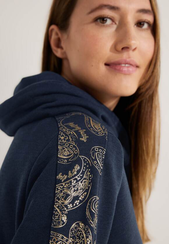 CECIL Sweatshirt Melange - Volumenkragen mit Sky Night | Blue Online-Shop Damen CECIL