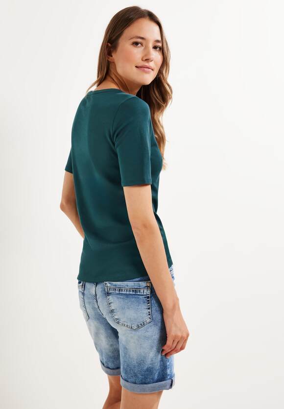 CECIL T-Shirt in Unifarbe Damen Deep Green | Lena - CECIL Lake Style - Online-Shop