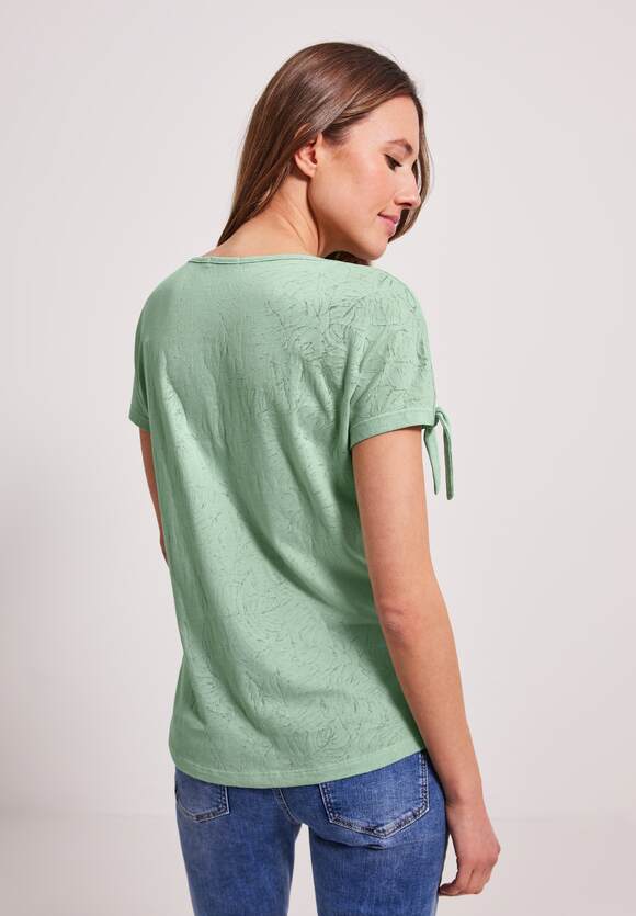 CECIL T-Shirt mit Knotendetail Damen - Burn Out Salvia Green | CECIL  Online-Shop