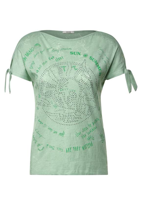 CECIL T-Shirt mit Knotendetail Damen CECIL - Salvia Green Online-Shop Out | Burn