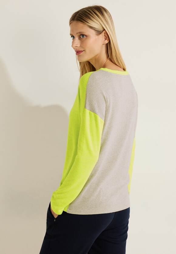 CECIL Zweifarbiges Langarmshirt Damen | Cool - Online-Shop Yellow CECIL Neon