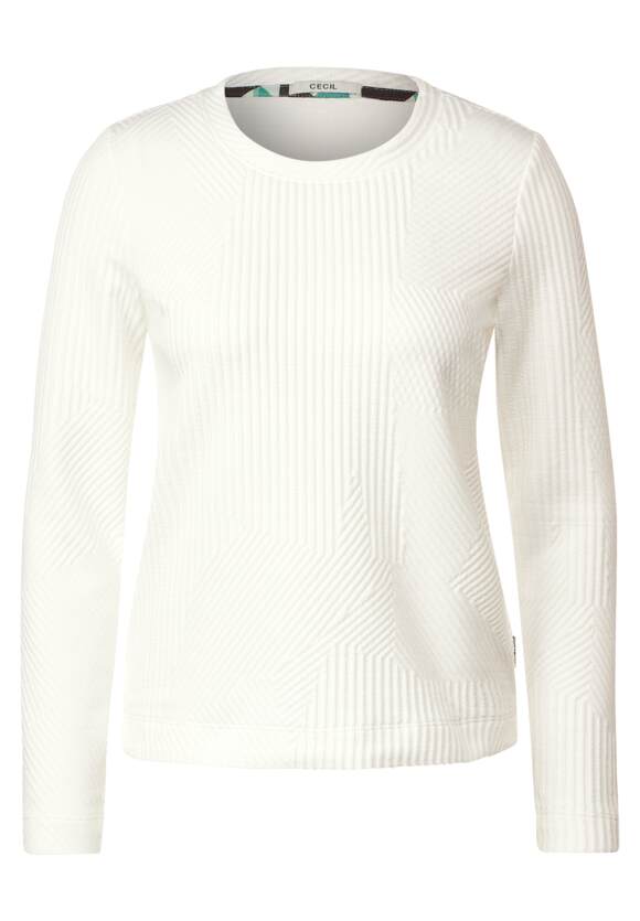 CECIL Langarmshirt mit Struktur - Online-Shop White Damen | CECIL Vanilla
