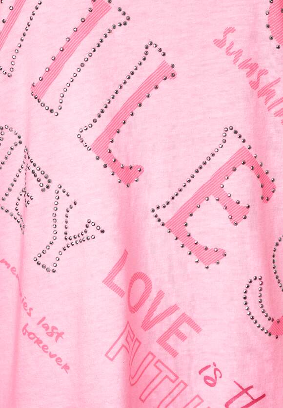 Online-Shop | Print CECIL - T-Shirt Damen CECIL Neon Wording Pink Soft