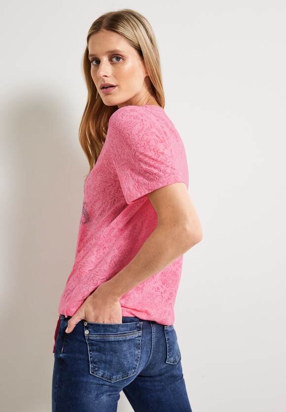 CECIL Burn Out T-Shirt Damen Soft Out Pink Burn | Online-Shop CECIL - Neon