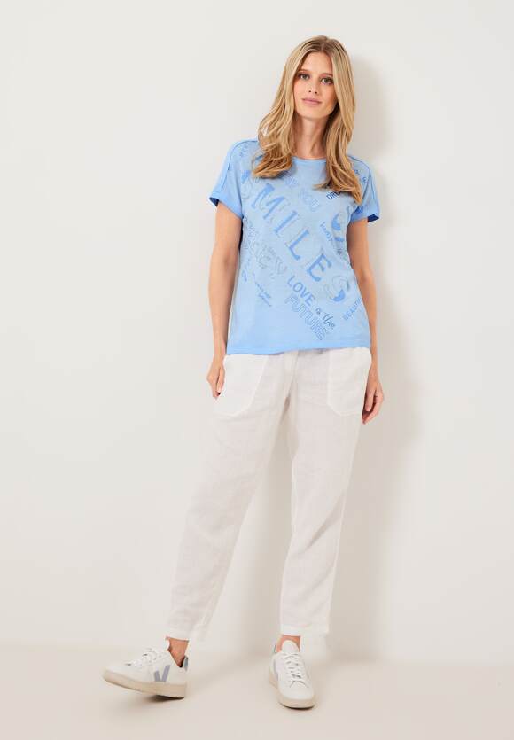 CECIL T-shirt met wording en fotoprint Dames - Tranquil Blue | CECIL  Online-Shop