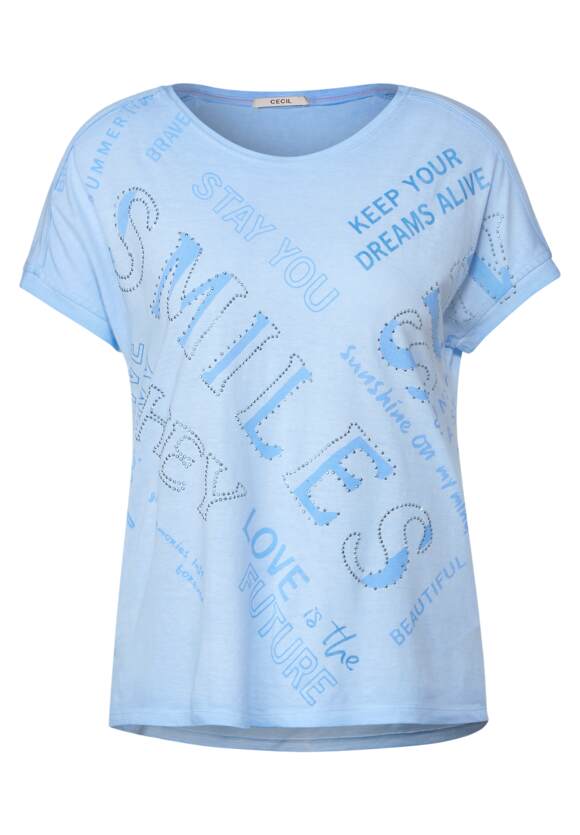 CECIL Wording Print T-Shirt Damen - Tranquil Blue | CECIL Online-Shop