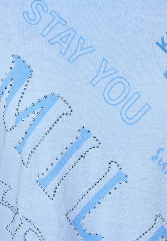 CECIL T-shirt met wording Online-Shop Dames | en - Blue Tranquil fotoprint CECIL