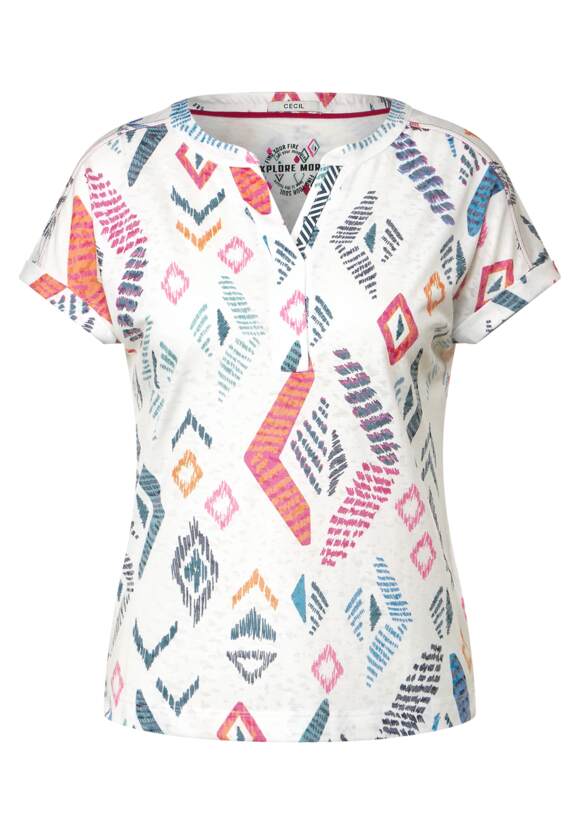Online-Shop Multicolor | CECIL CECIL White Printshirt Damen Vanilla -