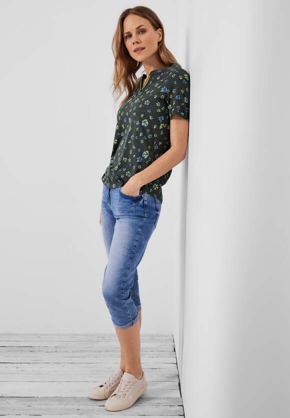 Online-Shop T-Shirt CECIL mit Khaki Damen | - Blumenprint Easy CECIL